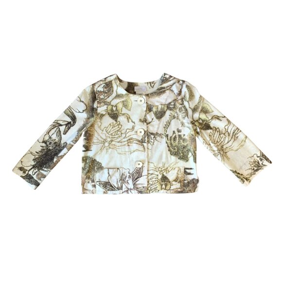 Linda Lundstrom Lightweight Jacket Crop Button Up Floral Coastal Mediterranean - Picture 4 of 16